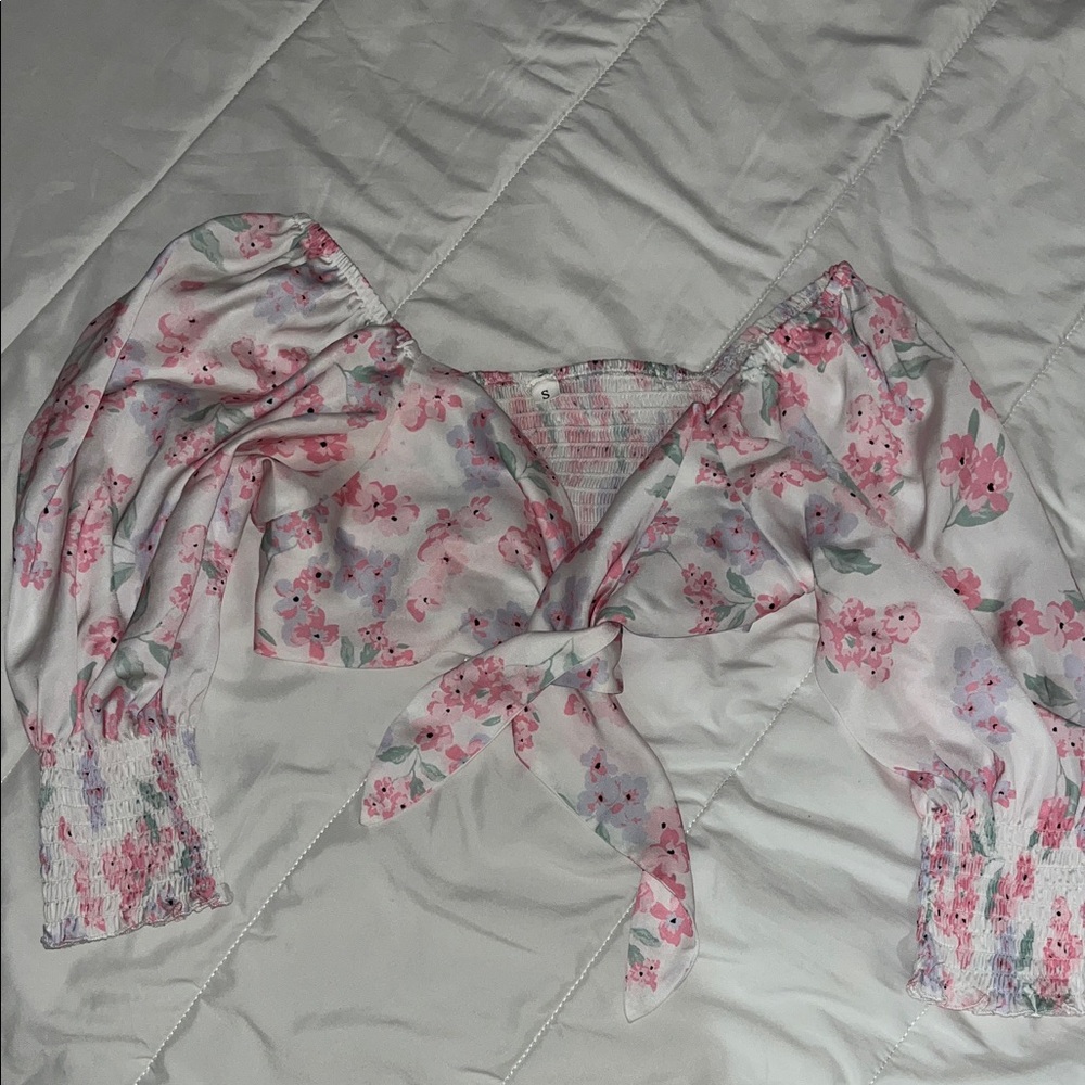 Floral Tie-Front Blouse